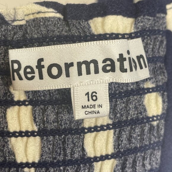 Reformation Womens Sigmund Puff Sleeve Midi Dress 16 Navy Milkmaid Wedding Guest - Picture 8 of 8